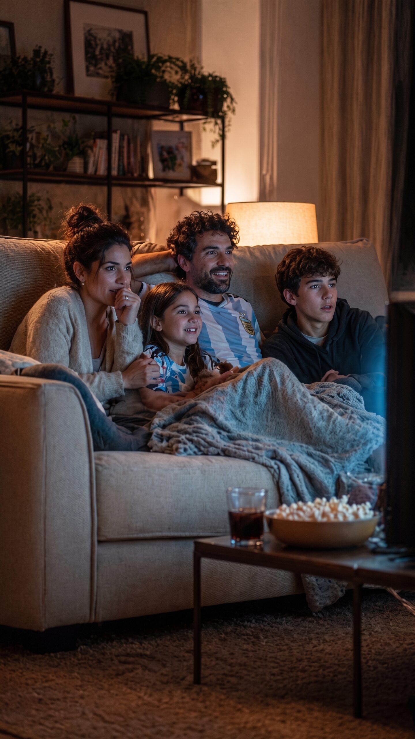 Gezin kijkt samen televisie met IPTV Inloggen