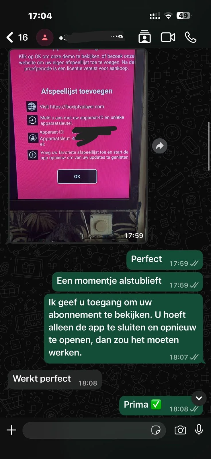 Klantgesprek over IPTV-installatie en activatie bij IPTV Inloggen