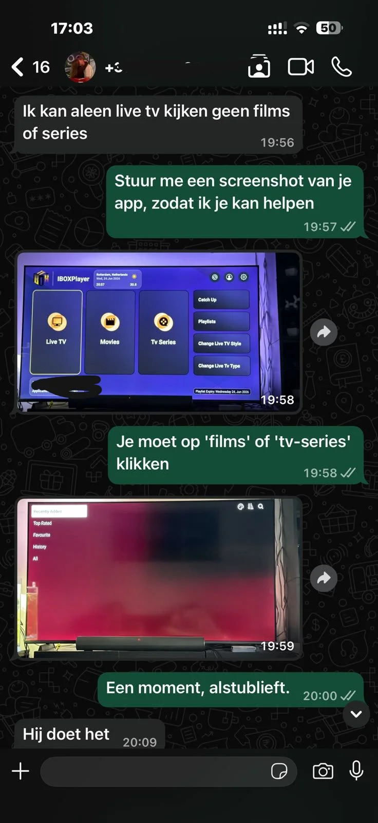 Klantgesprek over hulp met films en series bij IPTV Inloggen