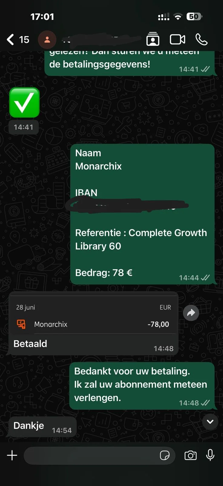Klantgesprek over verlenging en betaling bij IPTV Inloggen